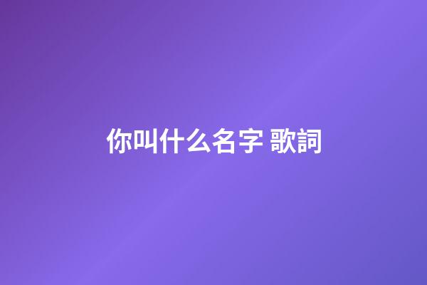 你叫什么名字 歌詞